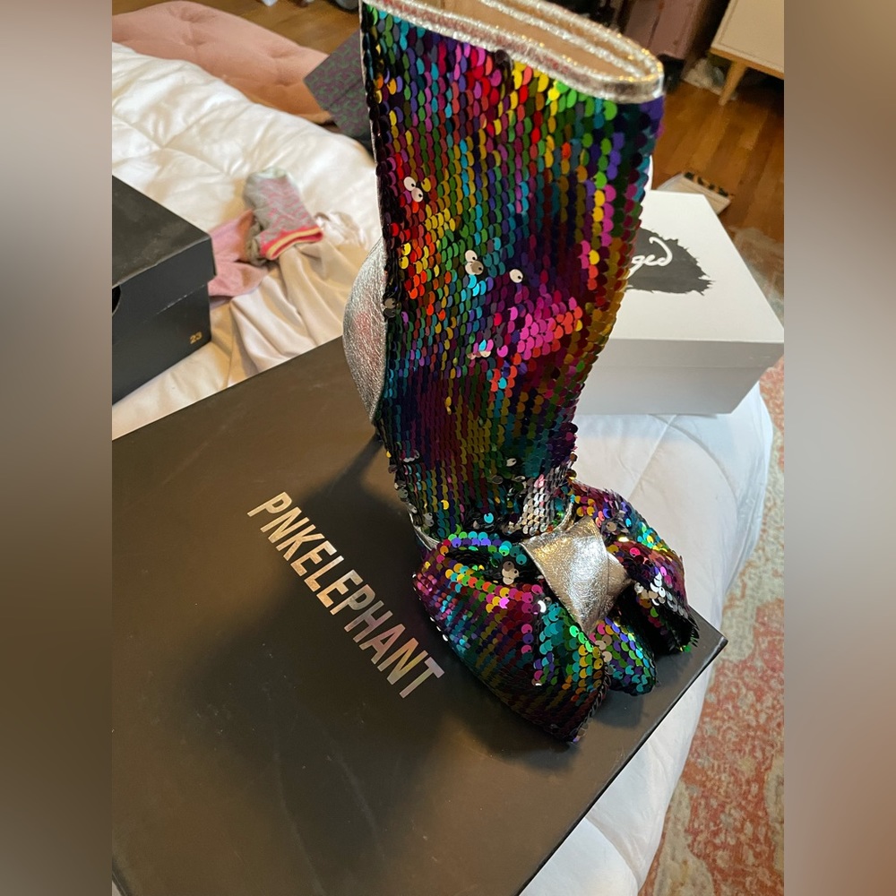 Silver and sequin shoe bootie